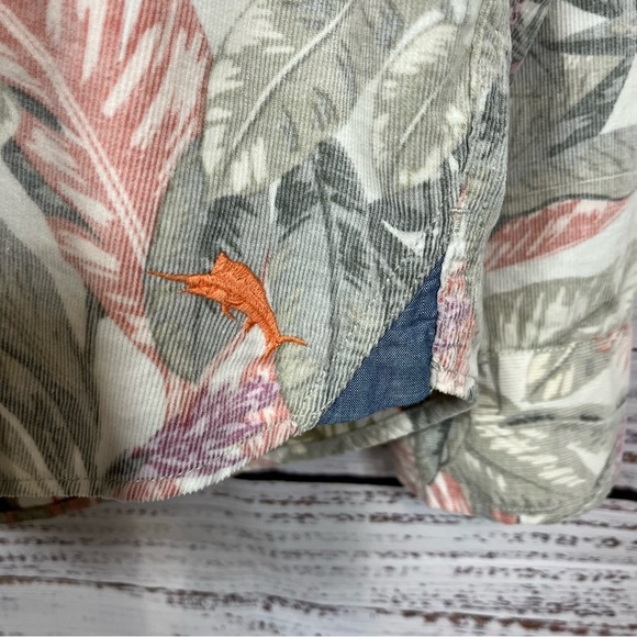 Tommy Bahama Coastal Corduroy Cream Button Floral Shirt - Picture 3 of 14